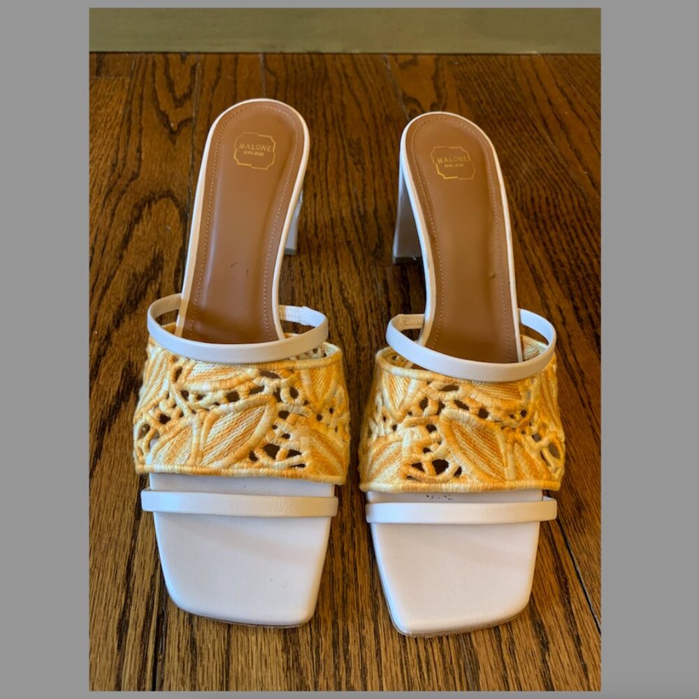 Malone Souliers Demi Macrame Leather Mules Size 10